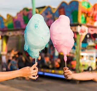 Barbe à papa rose et bleu