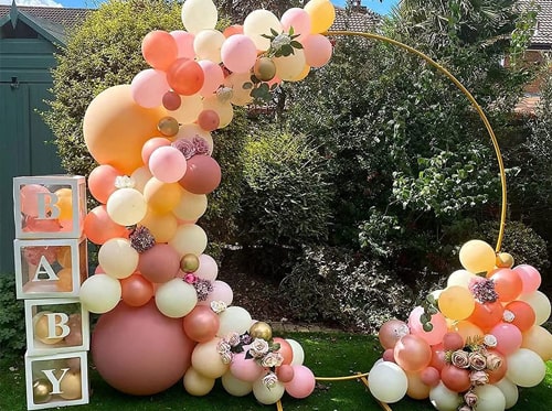 Arche de ballons ronde organique baptême nude